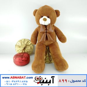 عروسک خرس قهوه ای پاپیون دار