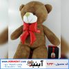 عروسک خرس قهوه ای پاپیون چرمی