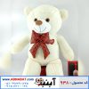 عروسک خرس سفید پاپیون چرمی